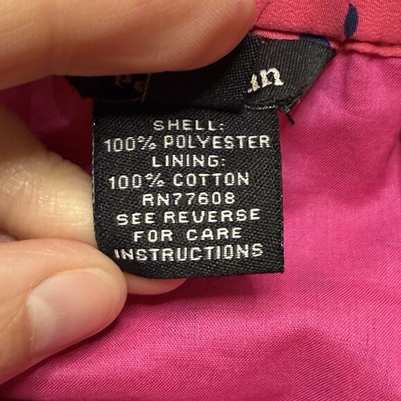 J Peterman Maxi Skirt Size 4 Pink Navy Polka Dot A-Line Retro Pockets Long Slit - Picture 7 of 12